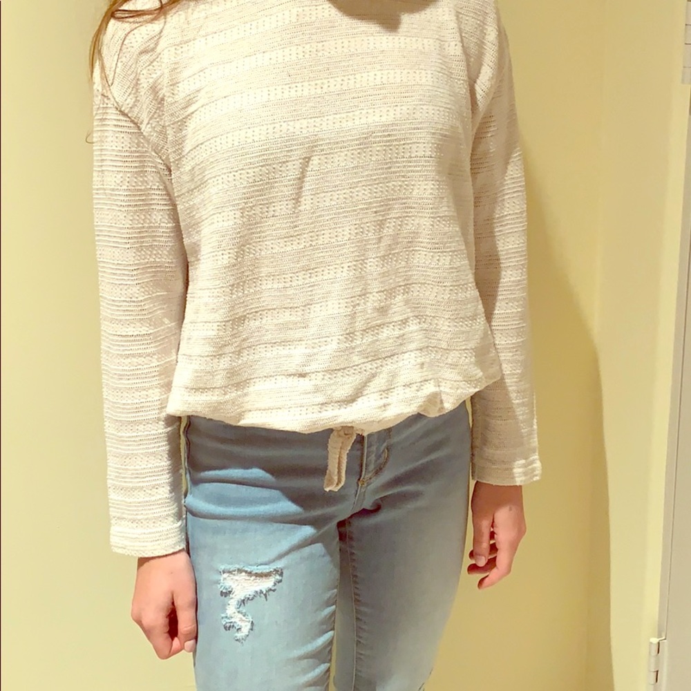 long sleeve cream sweater shirt